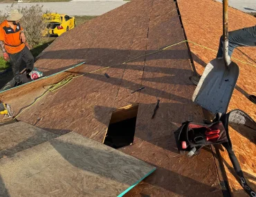 Residential roof repair in progress